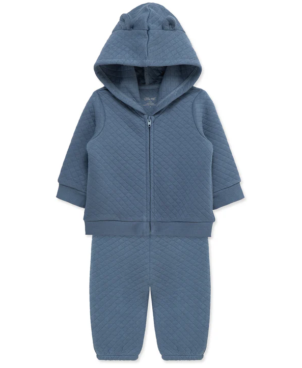 Dark Blue Quilted Hoodie Set