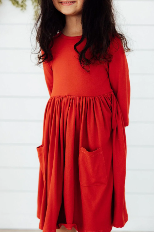 Pumpkin Spice 3/4 Sleeve Twirl Dress