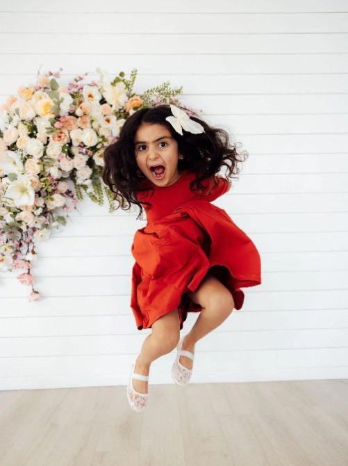 Pumpkin Spice 3/4 Sleeve Twirl Dress