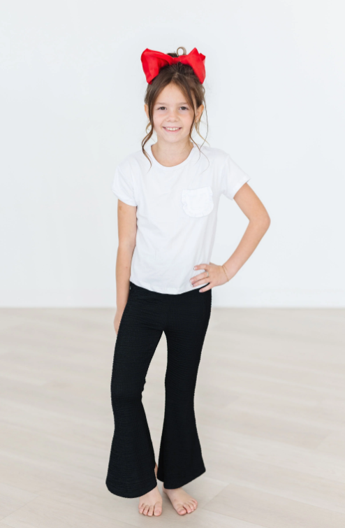 Black Scrunchy Bell Bottom Leggings