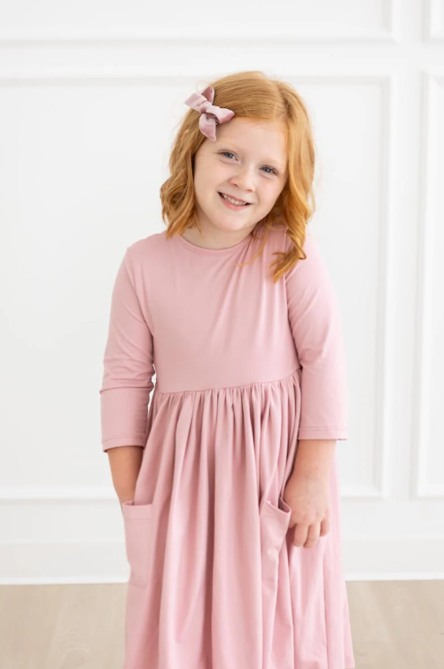 Vintage Pink 3/4 Sleeve Twirl Dress