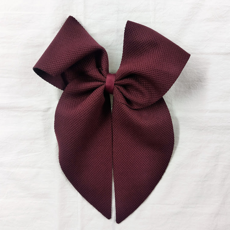 Large Textured Burgundy Bow w/ Tails