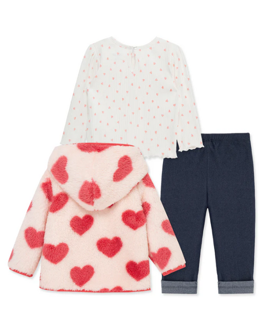 3pc Sherpa Heart Jacket set