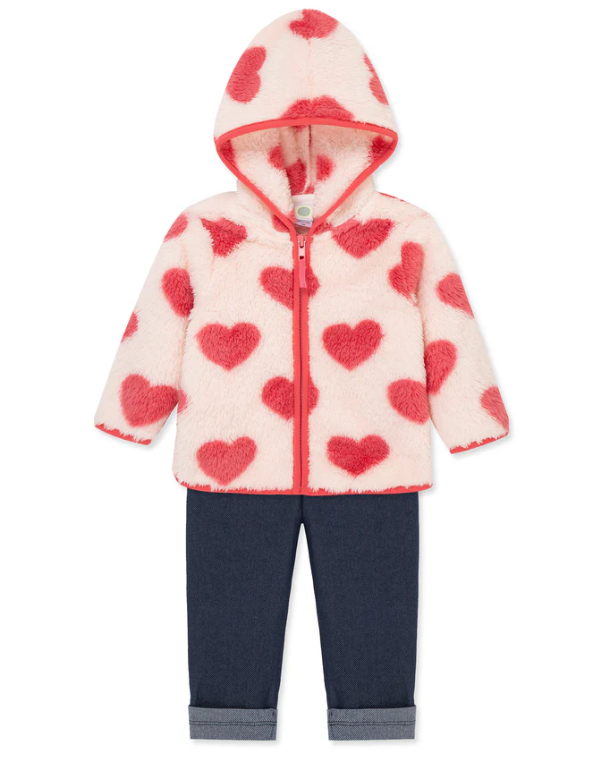 3pc Sherpa Heart Jacket set