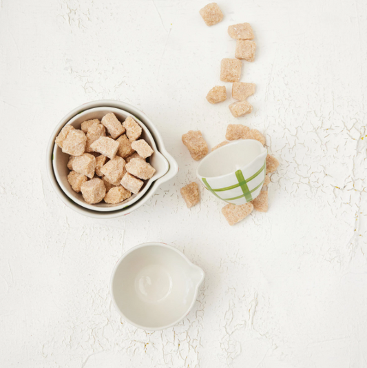 Stoneware Measuring Bowls w/ Grid Pattern