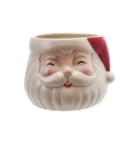 Stoneware Cheerful Santa Planter