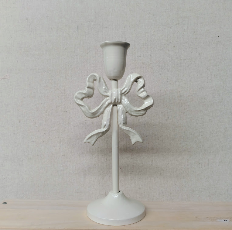 10"H Cast Iron Bow Taper Holder, 2 Colors