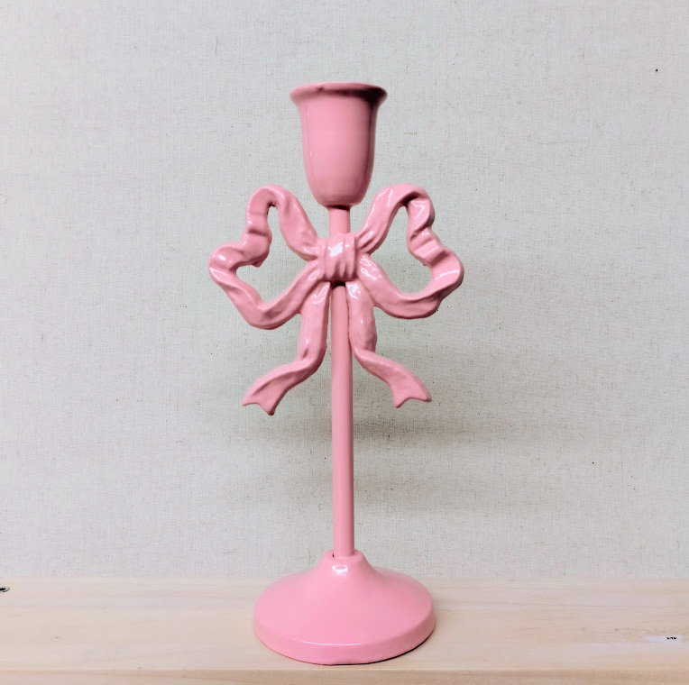 10"H Cast Iron Bow Taper Holder, 2 Colors