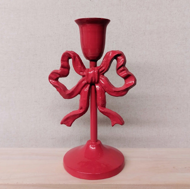 8"H Cast Iron Bow Taper Holder, 2 Colors