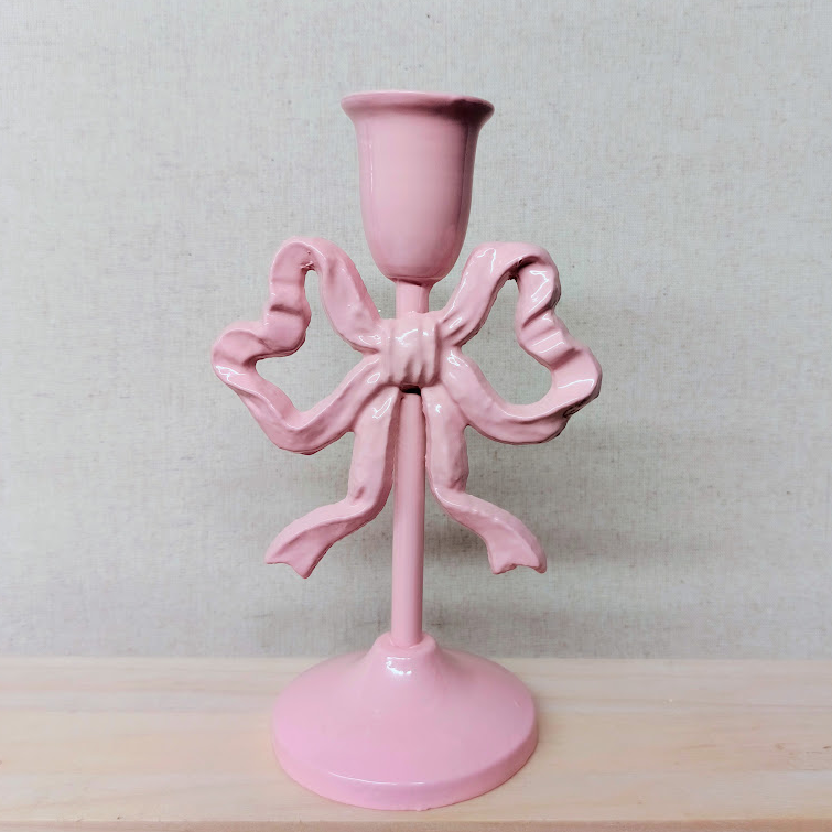 8"H Cast Iron Bow Taper Holder, 2 Colors