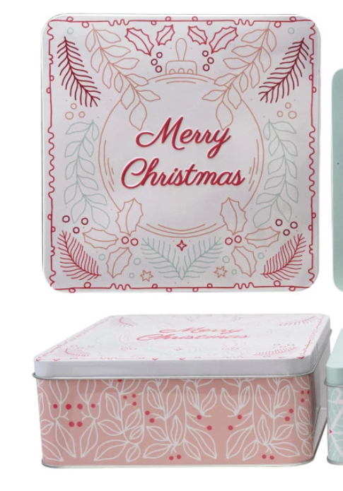 Set of 3 Tin Christmas Gift Boxes