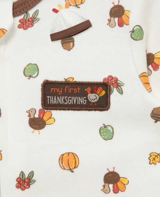 My First Thanksgiving Footie w/ Hat