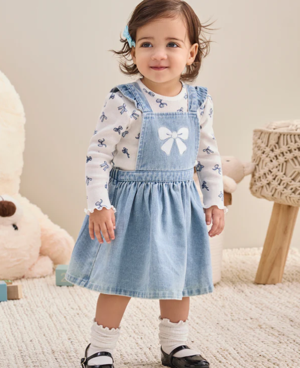 Denim & Bow Jumper Set
