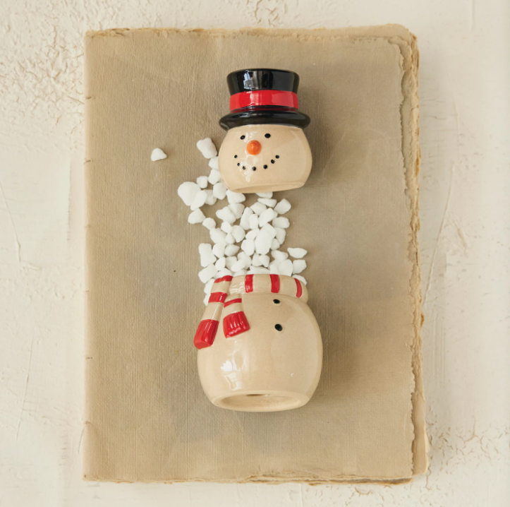 Stoneware Snowman Jar w/ Lid