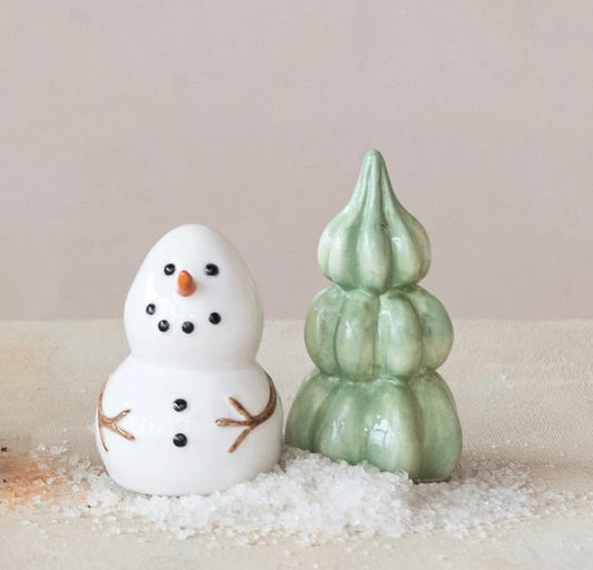 Snowman w/ Tree Salt & Pepper Shaker Set