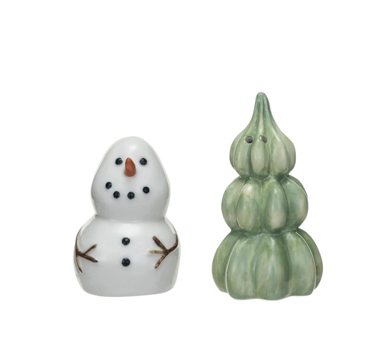 Snowman w/ Tree Salt & Pepper Shaker Set