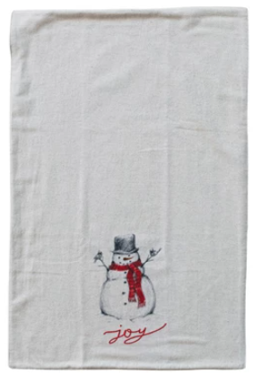 Snowman or Santa Cotton Tea Towel