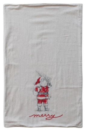 Snowman or Santa Cotton Tea Towel