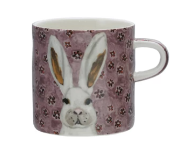 16 oz. Stoneware Mug with Pattern & Animal