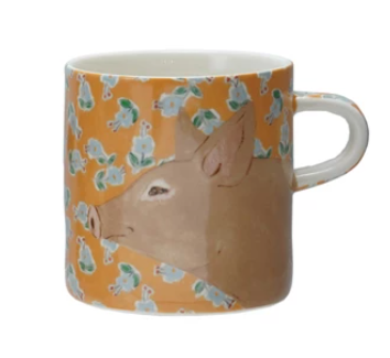 16 oz. Stoneware Mug with Pattern & Animal