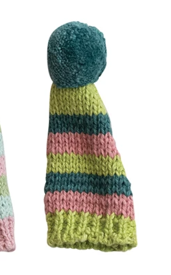4"H Cotton Knit Hat Bottle Topper w/ Pom Pom, Assorted