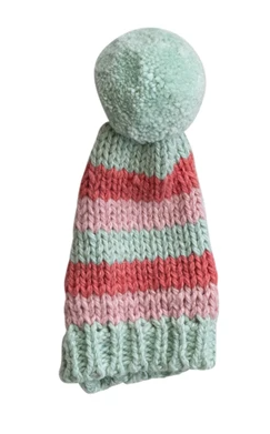 4"H Cotton Knit Hat Bottle Topper w/ Pom Pom, Assorted