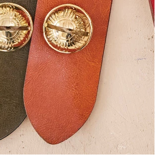 Leather & Embossed Metal Bells Door Hanger, 3 Colors