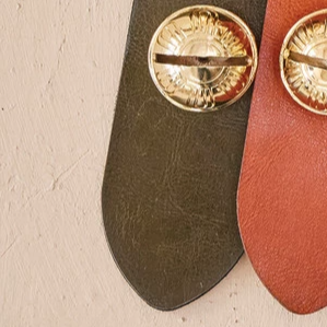 Leather & Embossed Metal Bells Door Hanger, 3 Colors