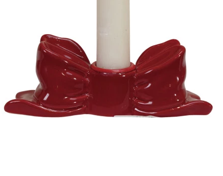 Stoneware Bow Shaped Taper Holder, 3 Colors