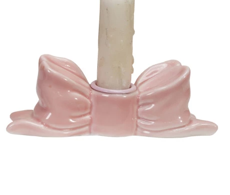 Stoneware Bow Shaped Taper Holder, 3 Colors