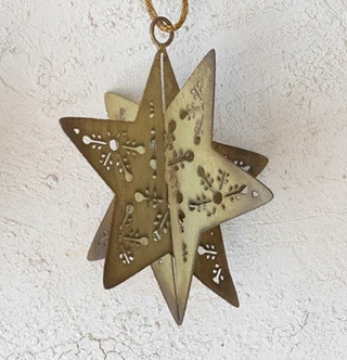 Metal 3D Snowflake Ornament w/ Cut-Outs, 4 Styles