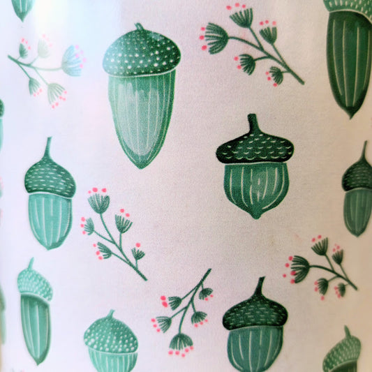 Metal Bucket w/ Acorn Print & Handle