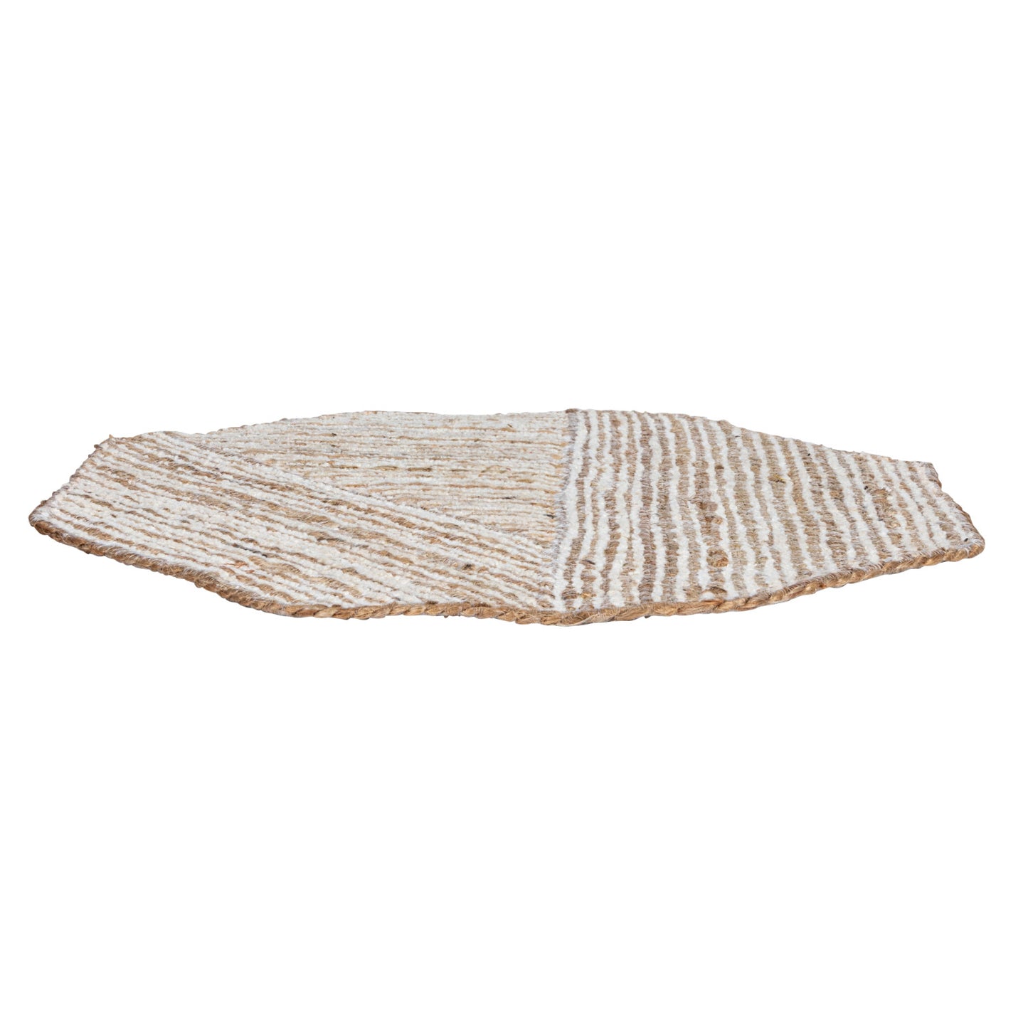 15"L x 15"W Cotton & Jute Embroidered Octagon Shaped Placemat, Natural & White