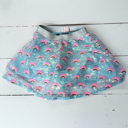 Mint Rainbow Sequin Twirl Skirt