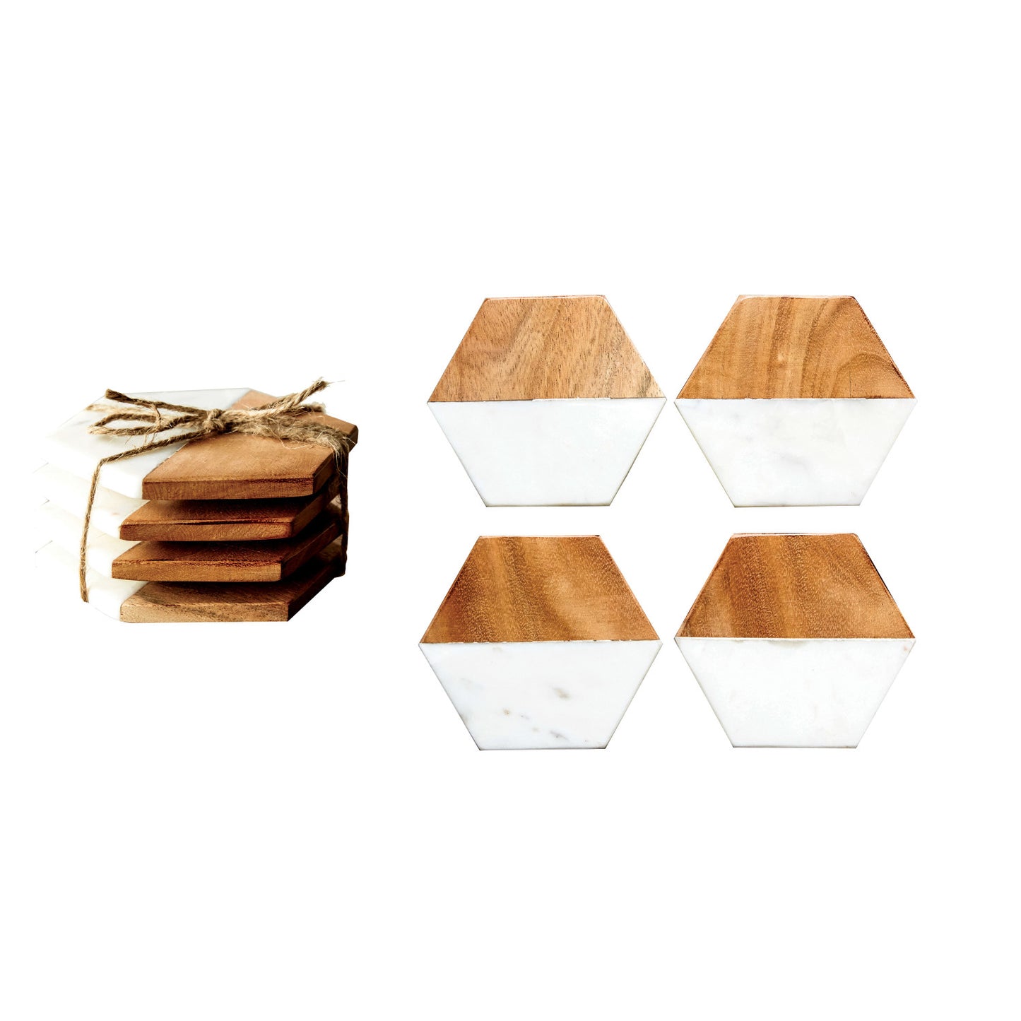 Wood Hexagon Coasters, Set of 4