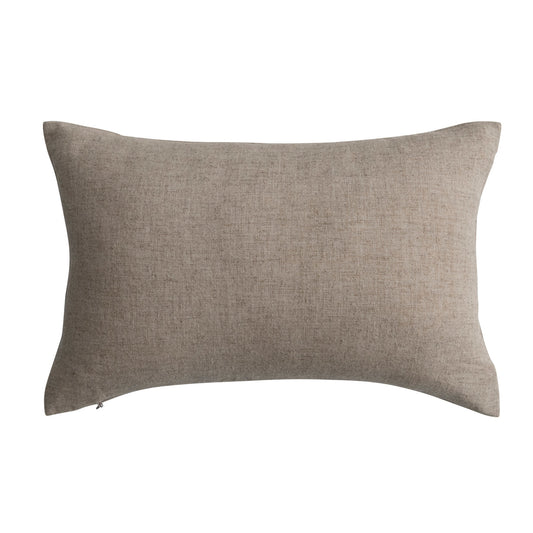 Mini Hand-Embroidered Linen Blend Lumbar Pillow