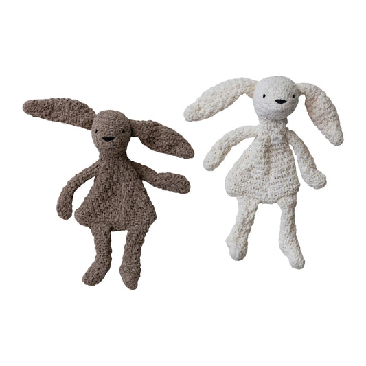 Knit Fabric Chenille Bunny Toy, 2 Colors