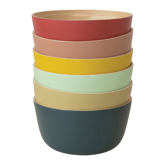 Bamboo Bowl w/ Natural Finish Inside, 6 Matte Colors