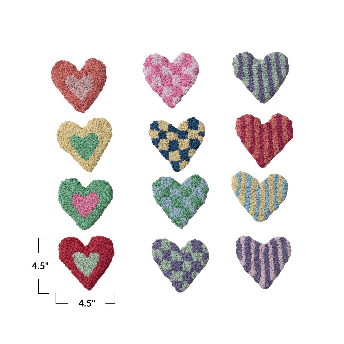 Cotton Tufted Heart Shaped Coasters