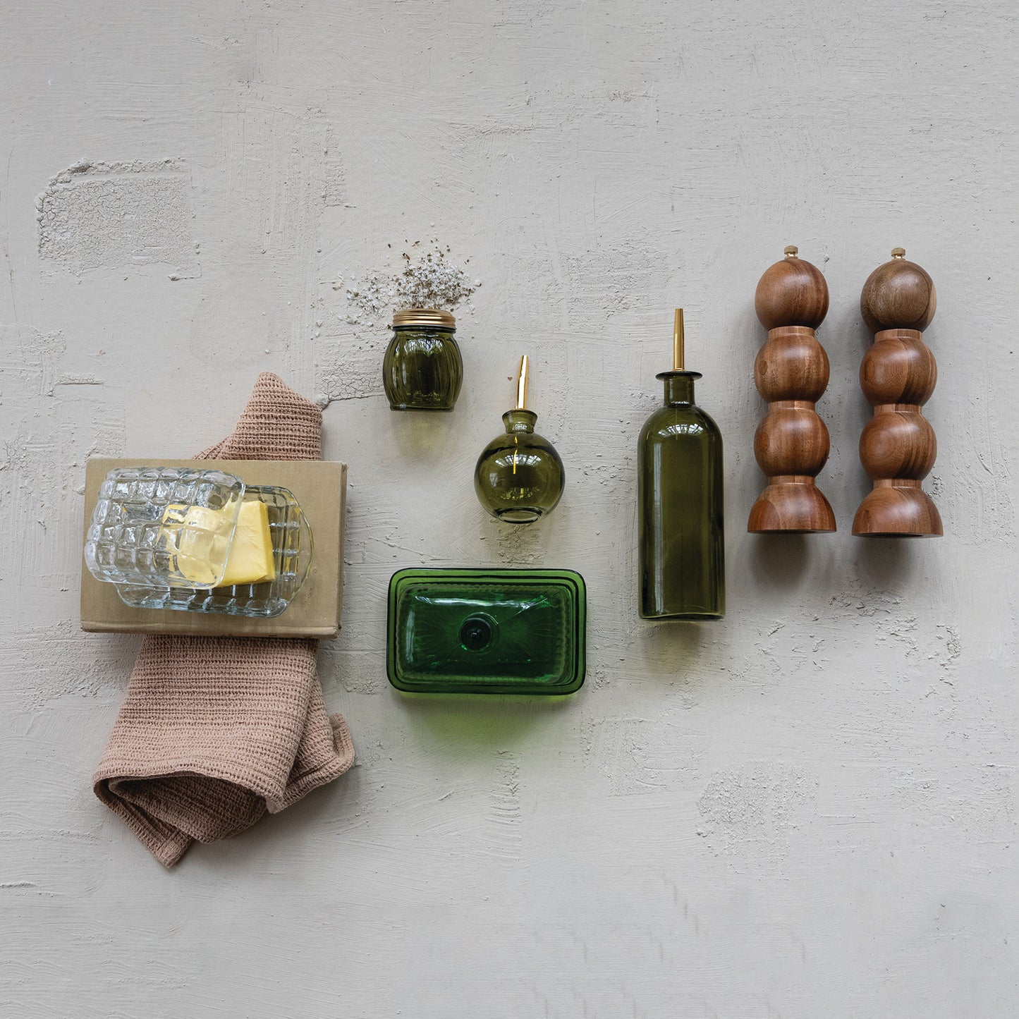 4 oz. Glass Bitters Bottle with Metal Stopper, Olive Color & Gold Finish