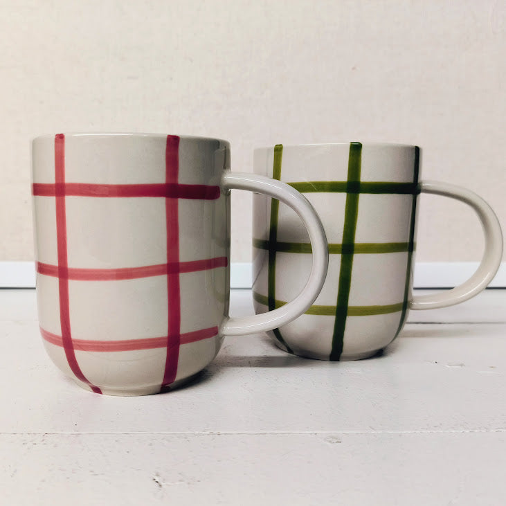 Stoneware Mug w/ Grid Pattern