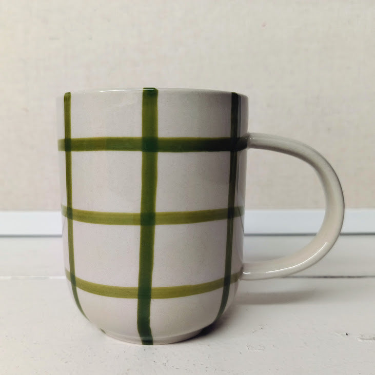 Stoneware Mug w/ Grid Pattern