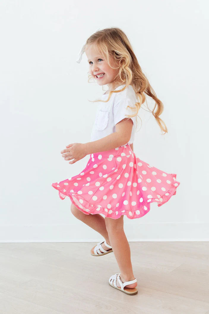 Pink Polka Dots Ruffle Twirl Skort