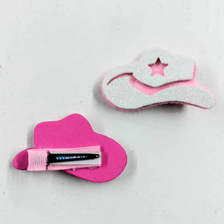 Glittered Cowgirl Hat Hair Clip