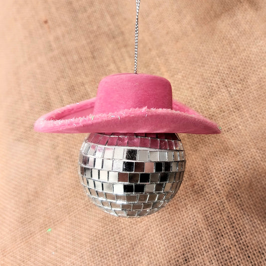 Disco Ball w/ Cowboy Hat Ornament