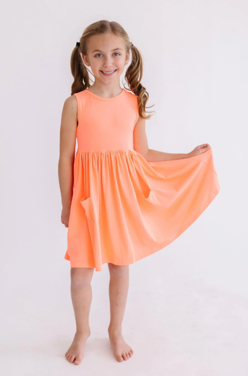 Neon Coral Tank Twirl Dress