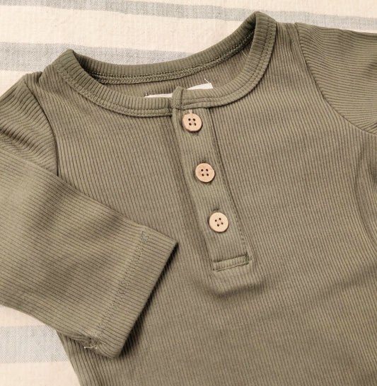 Ribbed Cotton Onesie - Green