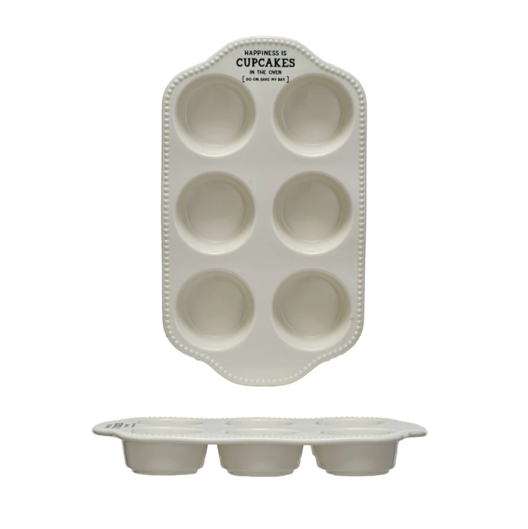 Stoneware Muffin Pan "Happiness"