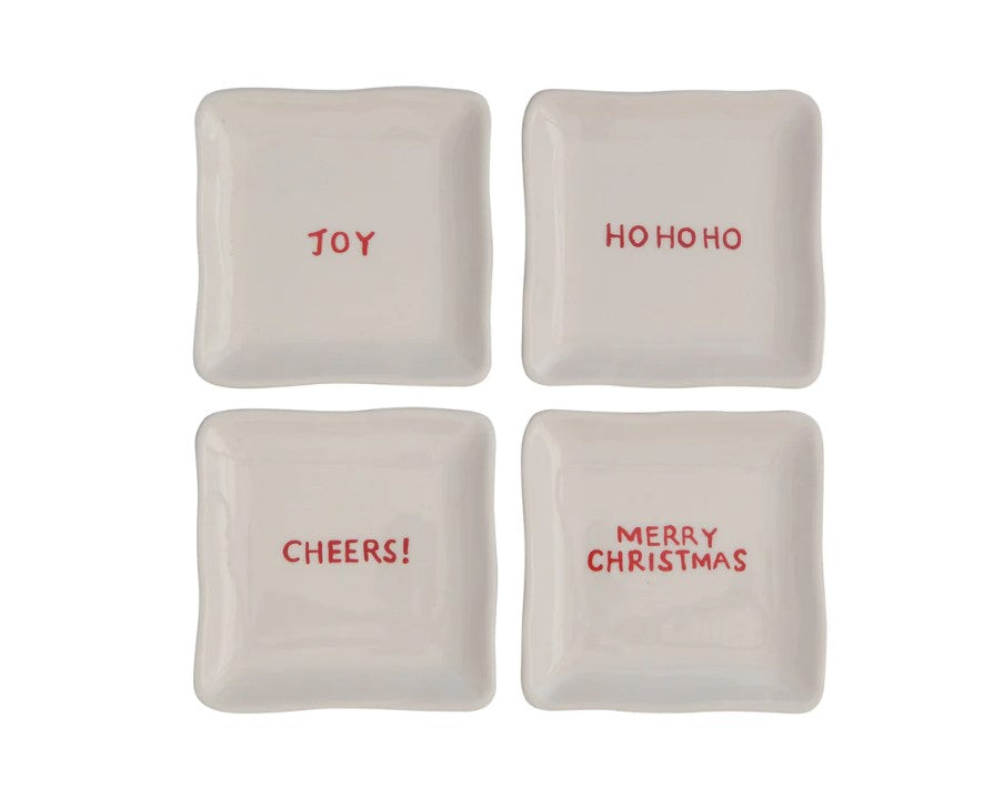 5" Square Ceramic Plate w/ Holiday Sayings