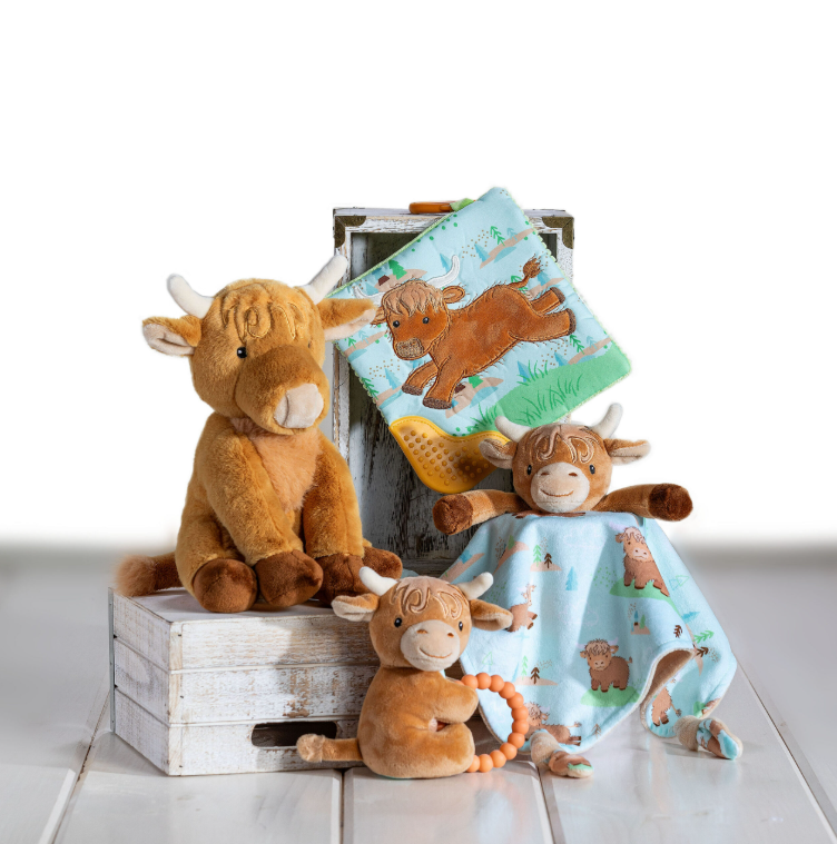 Taggies Hefty Highland Cow Crinkle Teether